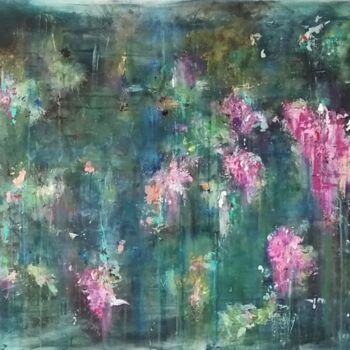 제목이 "Garden Pond"인 미술작품 Jan O'Sullivan로, 원작, 아크릴 나무 들것 프레임에 장착됨