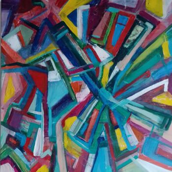Painting titled "Epicentre" by Jan O'Sullivan, Original Artwork, Acrylic Mounted on Wood Stretcher frame
