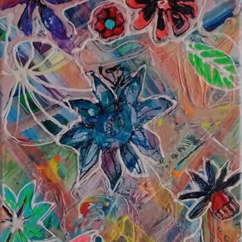 "Childhood in Floral" başlıklı Tablo Jan O'Sullivan tarafından, Orijinal sanat, Akrilik Ahşap Sedye çerçevesi üzerine monte…