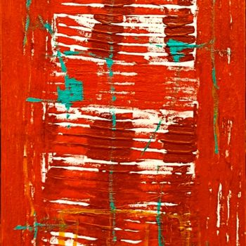Painting titled "Expression in red" by Jan Pevný, Original Artwork, Acrylic Mounted on Wood Stretcher frame