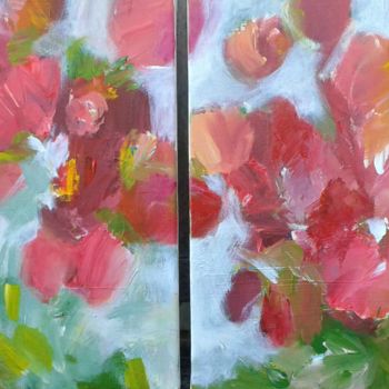 Painting titled "Garden Roses IV" by Jan Rippingham, Original Artwork, Acrylic