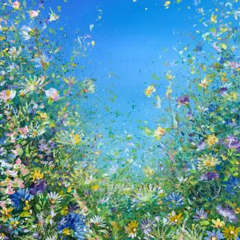 Pittura intitolato "Sky Blue with Cornf…" da Jan Rogers, Opera d'arte originale, Acrilico