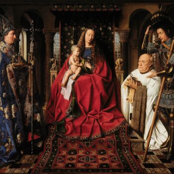 Painting titled "Vierge à l'enfant a…" by Jan Van Eyck, Original Artwork, Oil