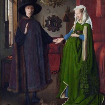 Painting titled "Les Époux Arnolfini" by Jan Van Eyck, Original Artwork, Oil