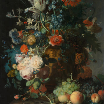 Pittura intitolato "Nature morte aux fl…" da Jan Van Huysum, Opera d'arte originale, Olio