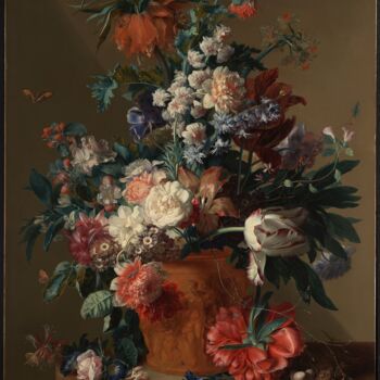 Peinture intitulée "Vase de fleurs" par Jan Van Huysum, Œuvre d'art originale, Huile