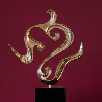 Skulptur mit dem Titel ""Flow"" von Jan-Willem Krijger, Original-Kunstwerk, Metalle