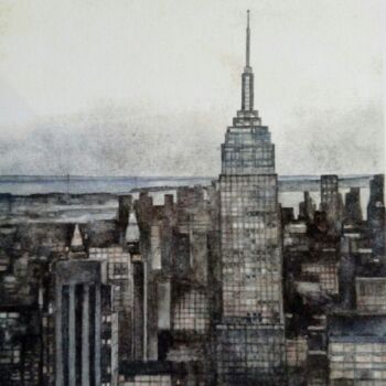 Pintura titulada "Un matin à New-York" por Jan, Obra de arte original, Acuarela