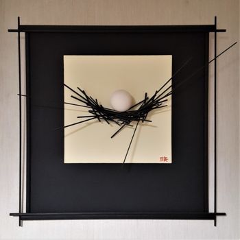 Scultura intitolato "No egg in bird's ne…" da Jan Schrijver, Opera d'arte originale, Legno