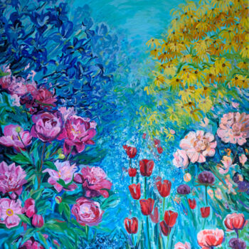 Painting titled "Beautiful flowers i…" by Jana Magdova, Original Artwork, Acrylic