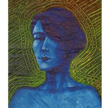 Painting titled "Woman in a blue lig…" by Jana Šmakalová, Original Artwork, Acrylic