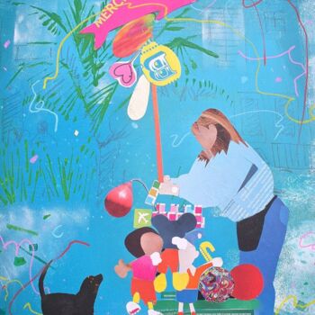 Картина под названием "Balloon seller, Mag…" - Jane Appleton, Подлинное произведение искусства, Акрил