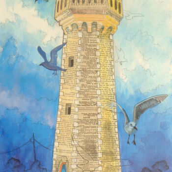 Painting titled "Lighthouse at Mont-…" by Jane Appleton, Original Artwork, Acrylic