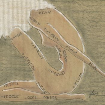 Disegno intitolato "tifinagh1.jpeg" da Jane Buchet-Astruc, Opera d'arte originale, Matita