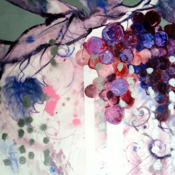 Malerei mit dem Titel "Gray grapes" von Jane Chepell, Original-Kunstwerk, Acryl