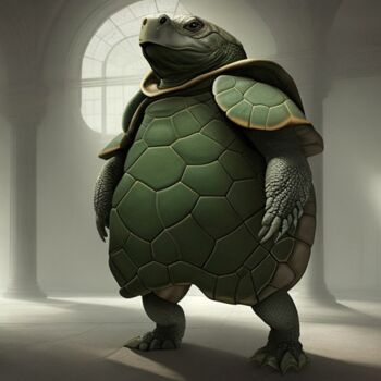 Digital Arts titled "Gladiator Turtle" by Jane Clevens, Original Artwork, 2D Digital Work