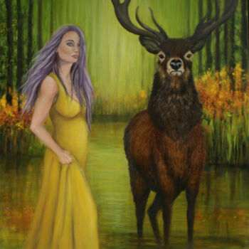 Peinture intitulée "Sacred Grove" par Jane Moore, Œuvre d'art originale, Huile