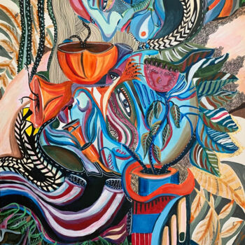 Malarstwo zatytułowany „Blooming Daydreams” autorstwa Jane Sukiasyan, Oryginalna praca, Akryl