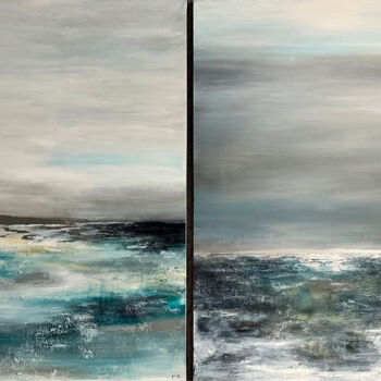 Painting titled "Mist, diptych" by Jane Ti, Original Artwork, Acrylic Mounted on Wood Stretcher frame