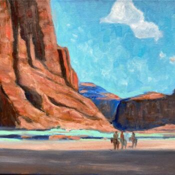 Painting titled "Riders in Canyon de…" by Jane Wong, Original Artwork, Oil