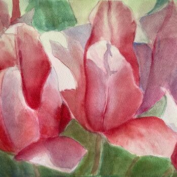 Painting titled "Oregon Tulips" by Jane Wong, Original Artwork, Watercolor