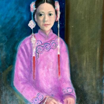 Painting titled "Minnie Tong" by Jane Wong, Original Artwork, Oil