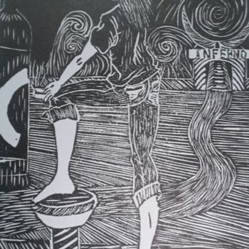 Impressões e gravuras intitulada "Caminhos" por Jane Freitas, Obras de arte originais, Linoleogravura