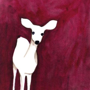Malerei mit dem Titel "Deer on Cap Sante" von Janel Bragg, Original-Kunstwerk, Aquarell