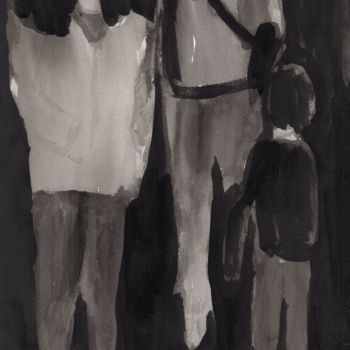 Malerei mit dem Titel "Holiday Shoppers" von Janel Bragg, Original-Kunstwerk, Tinte