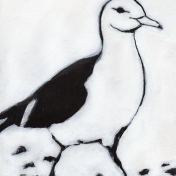Malerei mit dem Titel "Seagull from Washin…" von Janel Bragg, Original-Kunstwerk