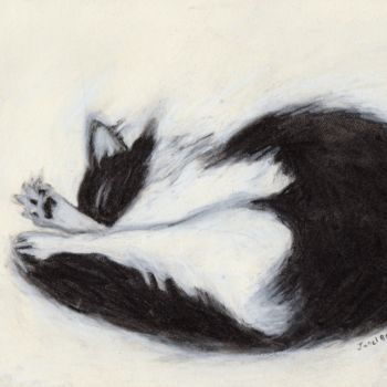 Drawing titled "Thomas taking a Nap…" by Janel Bragg, Original Artwork, Charcoal