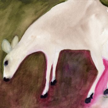 Peinture intitulée "Deer in Skyline Ana…" par Janel Bragg, Œuvre d'art originale, Aquarelle