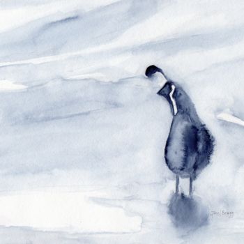 Peinture intitulée "Quail on Creekside…" par Janel Bragg, Œuvre d'art originale, Aquarelle