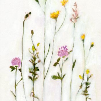 Painting titled "Clover, Wild Chamom…" by Janel Bragg, Original Artwork, Watercolor