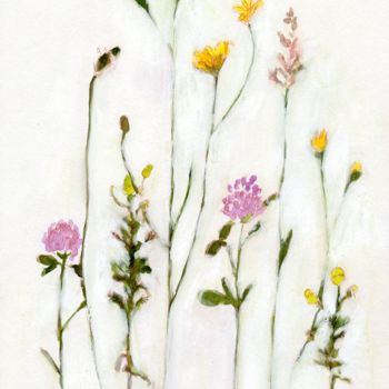 Peinture intitulée "Clover, Wild Chamom…" par Janel Bragg, Œuvre d'art originale, Aquarelle