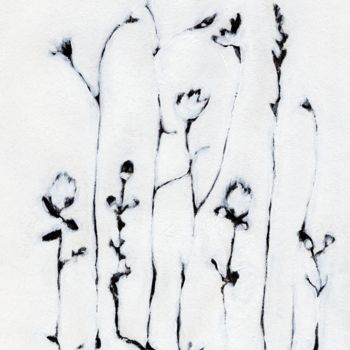 Zeichnungen mit dem Titel "Clover, Wild Chamom…" von Janel Bragg, Original-Kunstwerk, Kohle