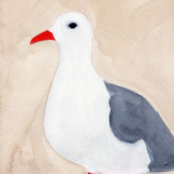 Painting titled "Seagull from Anacor…" by Janel Bragg, Original Artwork, Watercolor