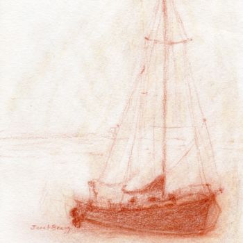Tekening getiteld "Sailboat in Anacort…" door Janel Bragg, Origineel Kunstwerk, Potlood