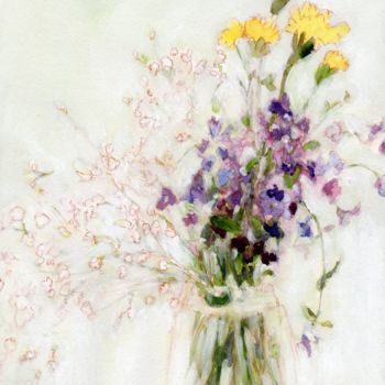 Painting titled "Phlox, Carnation an…" by Janel Bragg, Original Artwork, Watercolor