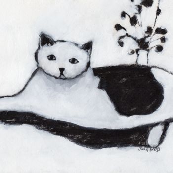 Painting titled "Thomas Lounging" by Janel Bragg, Original Artwork, Charcoal