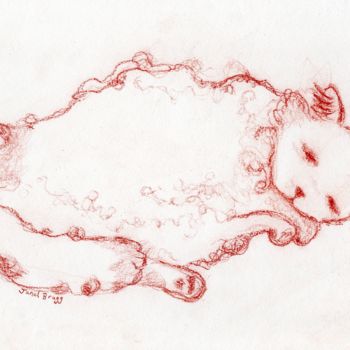 Zeichnungen mit dem Titel "Thomas in Red Pencil" von Janel Bragg, Original-Kunstwerk, Bleistift