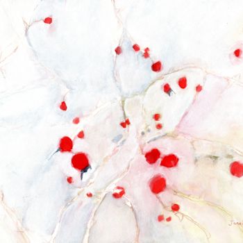 Painting titled "Rose Hips on New Ye…" by Janel Bragg, Original Artwork, Watercolor
