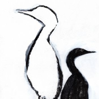 Peinture intitulée "Cormorants in Port…" par Janel Bragg, Œuvre d'art originale