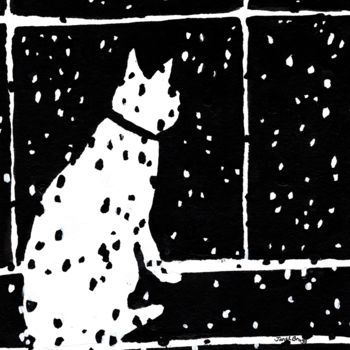 Pintura intitulada "Cat in Window Durin…" por Janel Bragg, Obras de arte originais, Tinta