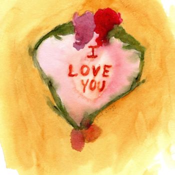 Schilderij getiteld "Valentine to my Fan…" door Janel Bragg, Origineel Kunstwerk, Aquarel