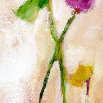 Malerei mit dem Titel "Clover and Buttercup" von Janel Bragg, Original-Kunstwerk, Aquarell