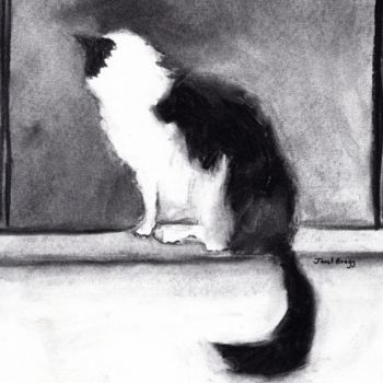 Drawing titled "Thomas in the Window" by Janel Bragg, Original Artwork, Charcoal
