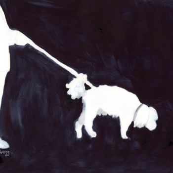 "Man Walking His Dog…" başlıklı Tablo Janel Bragg tarafından, Orijinal sanat, Suluboya