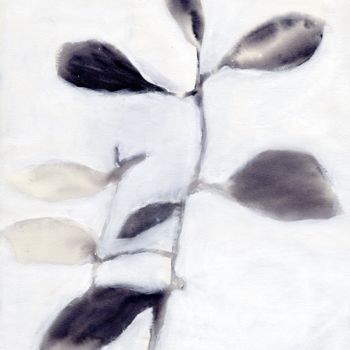 Painting titled "Leaves in Gray" by Janel Bragg, Original Artwork, Watercolor