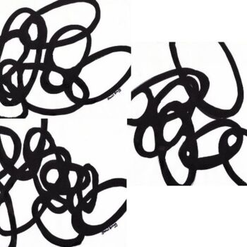 Peinture intitulée "Ovals in Sumi in Po…" par Janel Bragg, Œuvre d'art originale, Encre